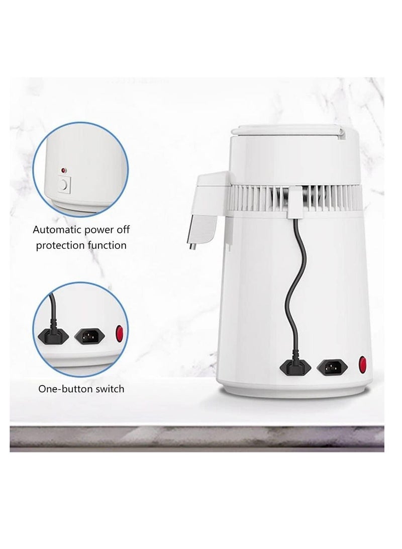 جهاز تقطير مياه من الفولاذ المقاوم للصدأ سعة 4 لترات، بقدرة 750 واط، جهاز تقطير مياه نقية عالي الطاقة، جهاز تنقية ذو سعة كبيرة، للاستخدام في المختبرات والمنازل وصالونات التجميل - Image 5